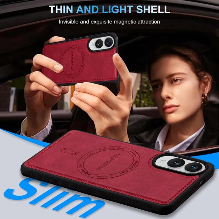 LC.imeeke - LC.IMEEKE L6 Fodral för Samsung Galaxy S25 Edge PU Läder - Röd