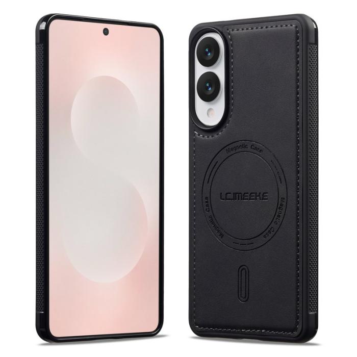 LC.imeeke - LC.IMEEKE L6 Fodral för Samsung Galaxy S25 Edge PU Läder - Svart