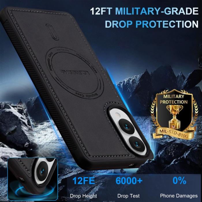 LC.imeeke - LC.IMEEKE L6 Fodral för Samsung Galaxy S25 Edge PU Läder - Svart