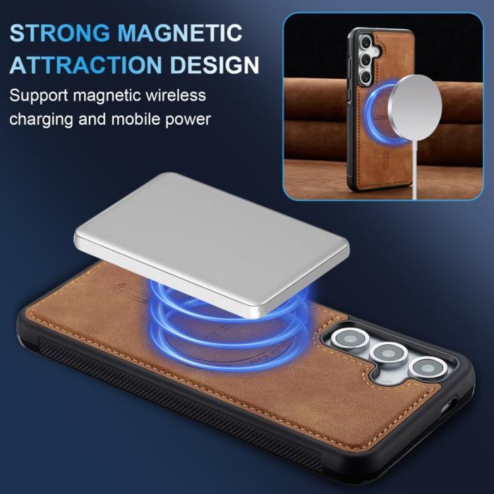 LC.imeeke - LC.IMEEKE L6 Fodral för Samsung Galaxy S25+ PU Läder - Brun