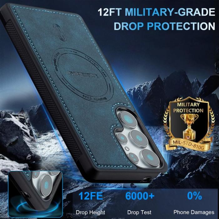 LC.imeeke - LC.IMEEKE L6 Fodral för Samsung Galaxy S25 Ultra PU Läder - Blå