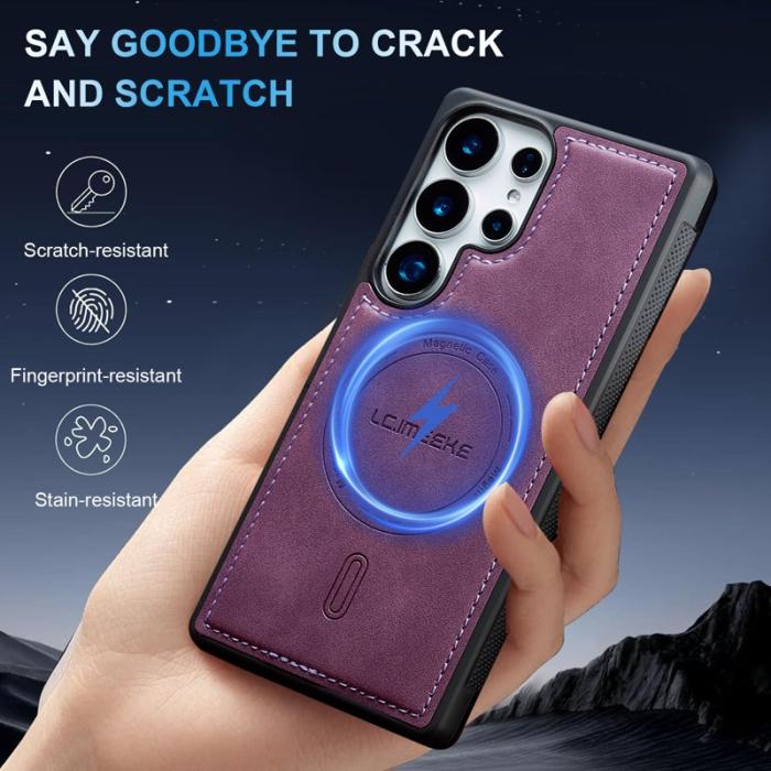 LC.imeeke - LC.IMEEKE L6 Fodral för Samsung Galaxy S25 Ultra PU Läder - Lila