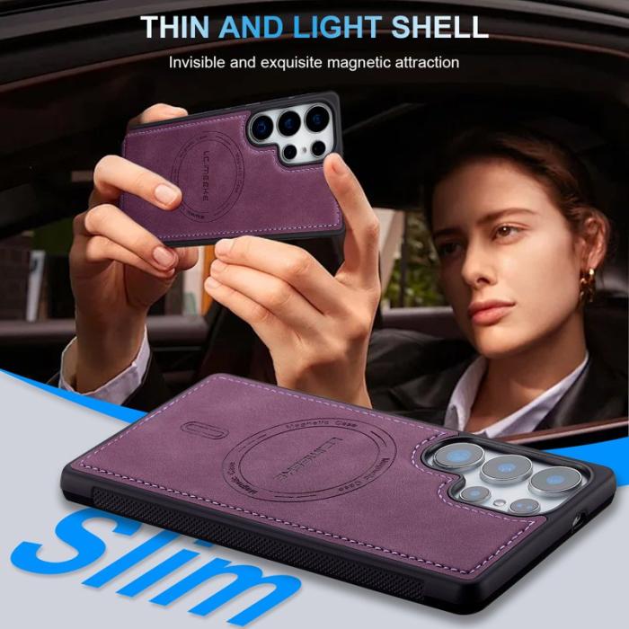 LC.imeeke - LC.IMEEKE L6 Fodral för Samsung Galaxy S25 Ultra PU Läder - Lila