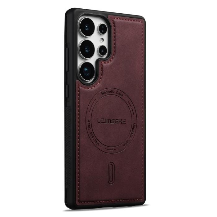 LC.imeeke - LC.IMEEKE L6 Fodral för Samsung Galaxy S25 Ultra PU Läder - Röd