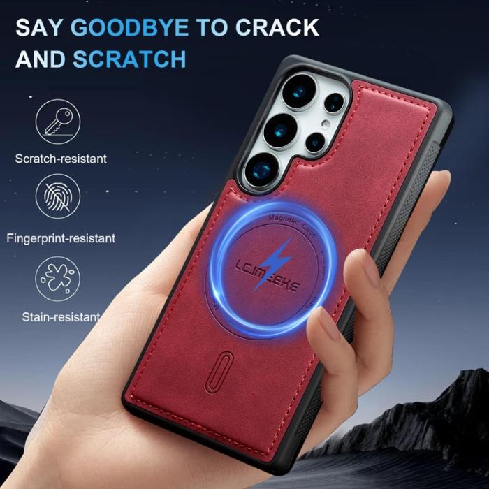 LC.imeeke - LC.IMEEKE L6 Fodral för Samsung Galaxy S25 Ultra PU Läder - Röd