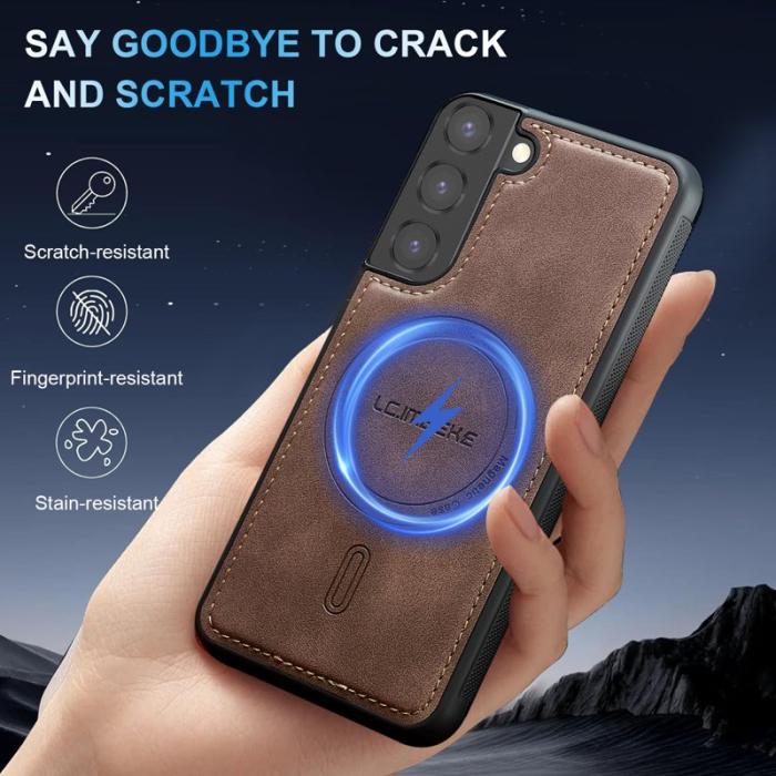 LC.imeeke - LC.IMEEKE L6 Fodral PU Läder för Samsung Galaxy S22 5G - Coffee