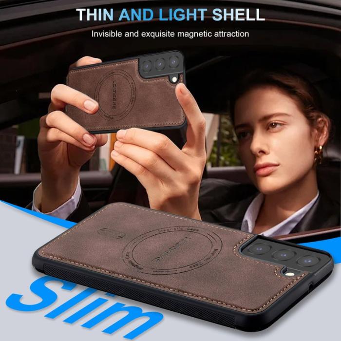 LC.imeeke - LC.IMEEKE L6 Fodral PU Läder för Samsung Galaxy S22 5G - Coffee