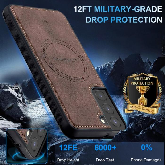 LC.imeeke - LC.IMEEKE L6 Fodral PU Läder för Samsung Galaxy S22+ - Coffee