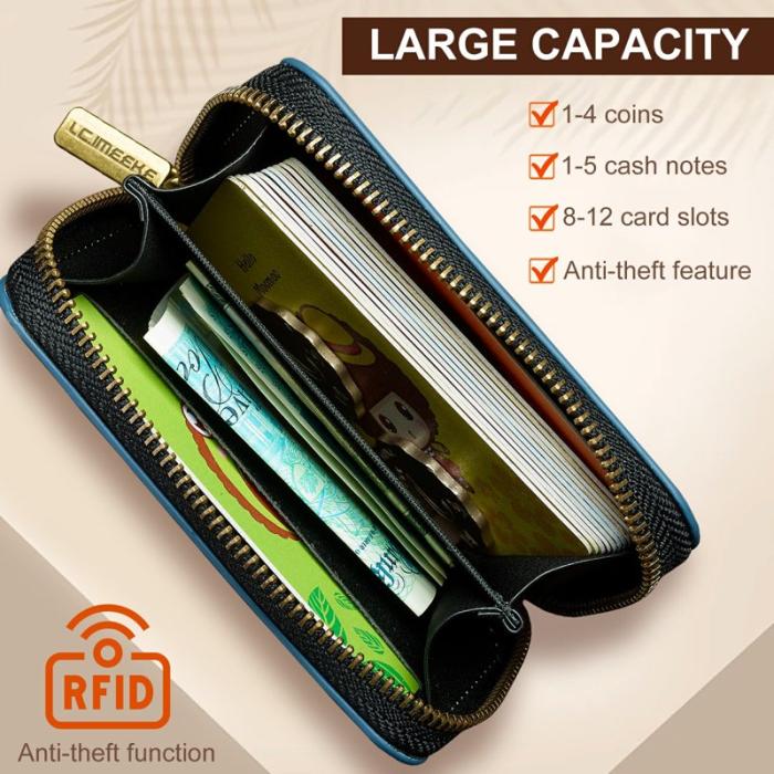 LC.imeeke - LC.IMEEKE L6 Konstläder Plånboksfodral RFID-Skydd Magnetisk - Blå