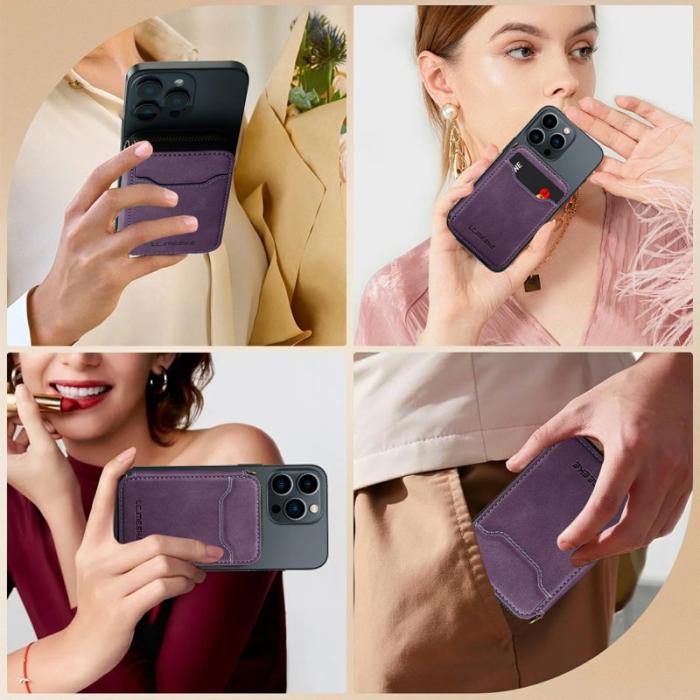 LC.imeeke - LC.IMEEKE L6 Fodral RFID Skydd Magnetisk Korthållare - Lila