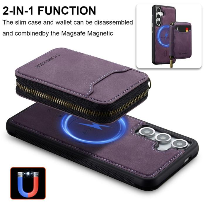 LC.imeeke - LC.IMEEKE L6 Galaxy S24+ Fodral Magnetiskt Läder - Lila