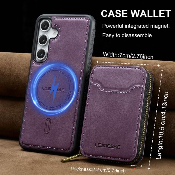 LC.imeeke - LC.IMEEKE L6 Galaxy S24+ Fodral Magnetiskt Läder - Lila
