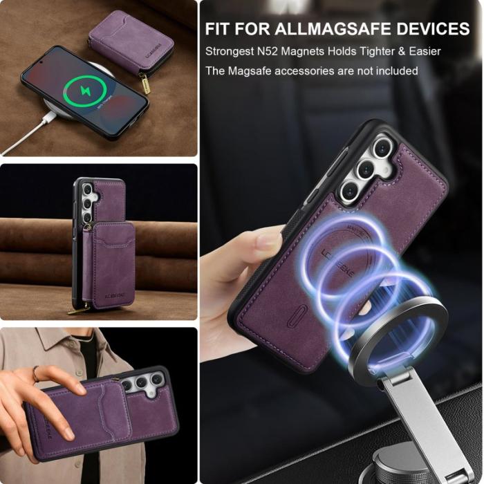 LC.imeeke - LC.IMEEKE L6 Galaxy S24+ Fodral Magnetiskt Läder - Lila