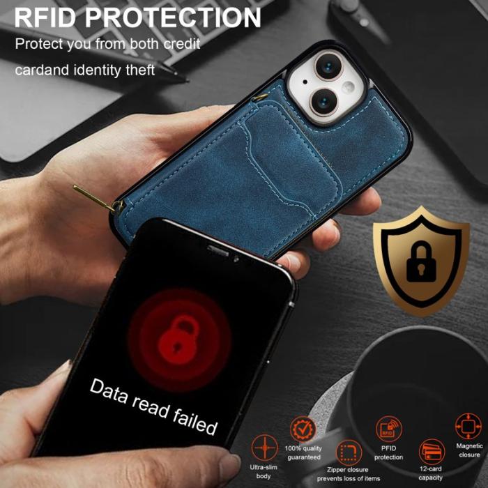 LC.imeeke - LC.IMEEKE L6 iPhone 13 mini / 12 mini Fodral - Äkta läder - Blå