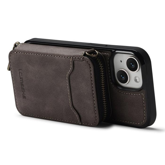 LC.imeeke - LC.IMEEKE L6 iPhone 13 mini Fodral Äkta läder - Kaffe