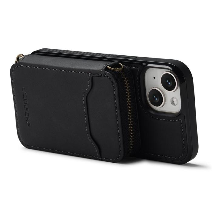 LC.imeeke - LC.IMEEKE L6 iPhone 13 mini Fodral Äkta läder - Svart