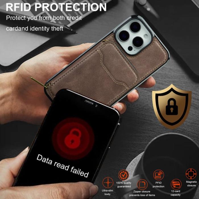 LC.imeeke - LC.IMEEKE L6 iPhone 13 Pro Fodral - Äkta läder - Kaffe