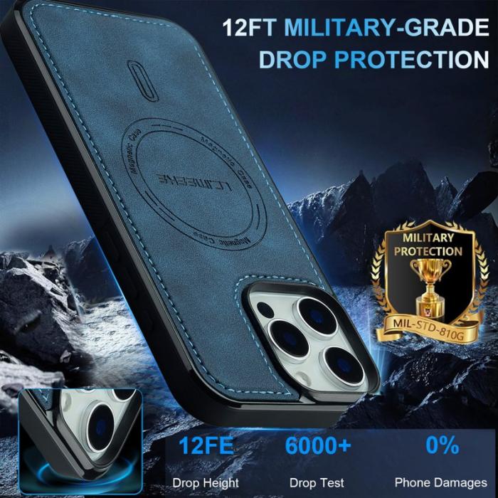 LC.imeeke - LC.IMEEKE L6 iPhone 13 Pro Fodral PU Läder - Blå