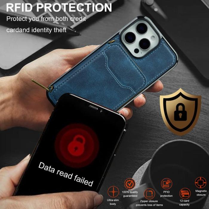 LC.imeeke - LC.IMEEKE L6 iPhone 13 Pro Max Fodral - Äkta läder - Blå