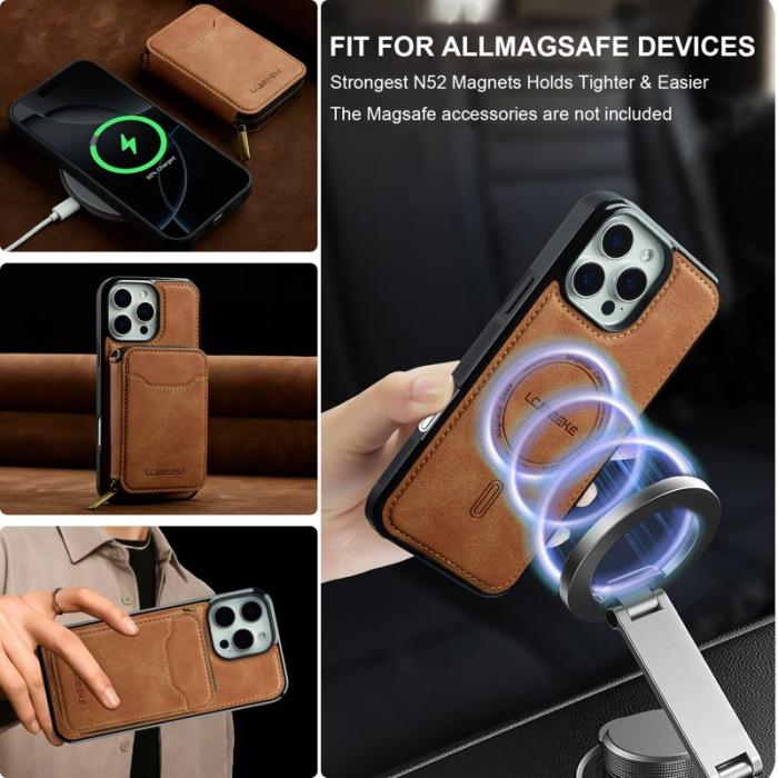LC.imeeke - LC.IMEEKE L6 iPhone 13 Pro Max Fodral Äkta läder - Brun