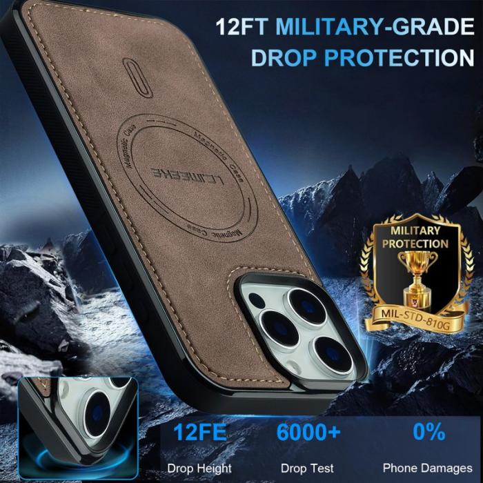 LC.imeeke - LC.IMEEKE L6 iPhone 13 Pro Max Fodral PU Läder - Coffee