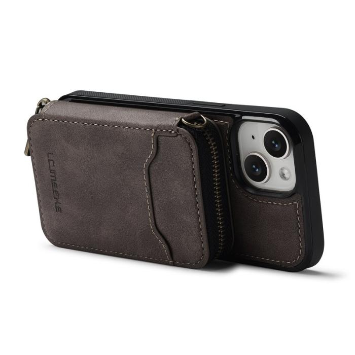 LC.imeeke - LC.IMEEKE L6 iPhone 14/13 Fodral Magnetiskt - Äkta läder - Kaffe