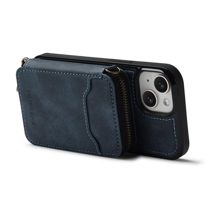 LC.imeeke - LC.IMEEKE L6 iPhone 14/13 Fodral Magnetiskt - Blå Äkta läder