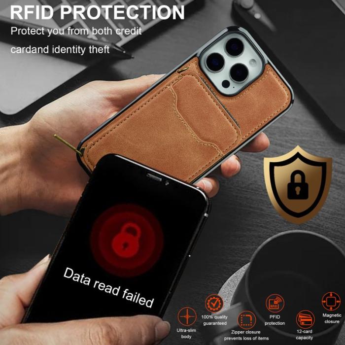 LC.imeeke - LC.IMEEKE L6 iPhone 14 Pro Fodral - Äkta läder - Brun