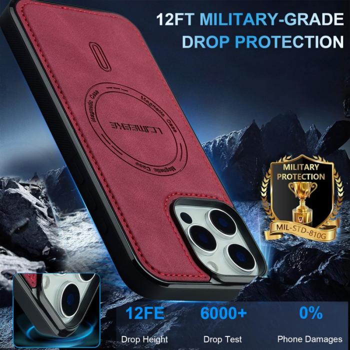 LC.imeeke - LC.IMEEKE L6 iPhone 14 Pro Fodral PU Läder - Röd