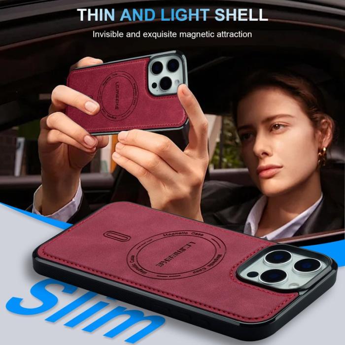 LC.imeeke - LC.IMEEKE L6 iPhone 14 Pro Fodral PU Läder - Röd