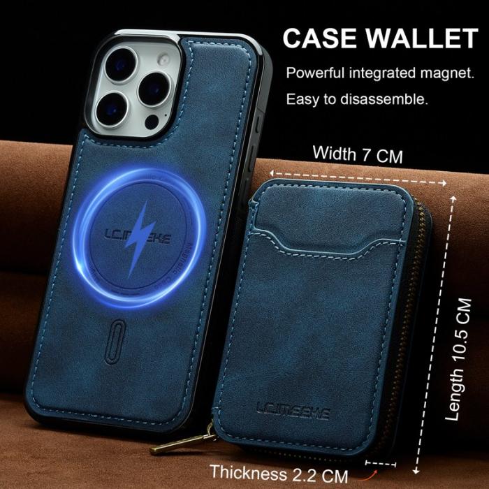 LC.imeeke - LC.IMEEKE L6 iPhone 14 Pro Max Fodral - Äkta läder - Blå
