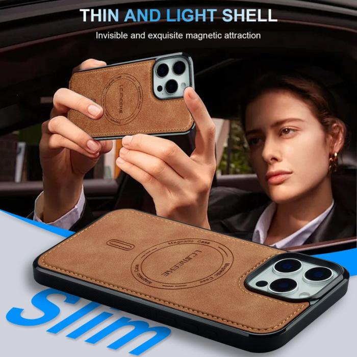 LC.imeeke - LC.IMEEKE L6 iPhone 14 Pro Max Fodral PU Läder - Brun