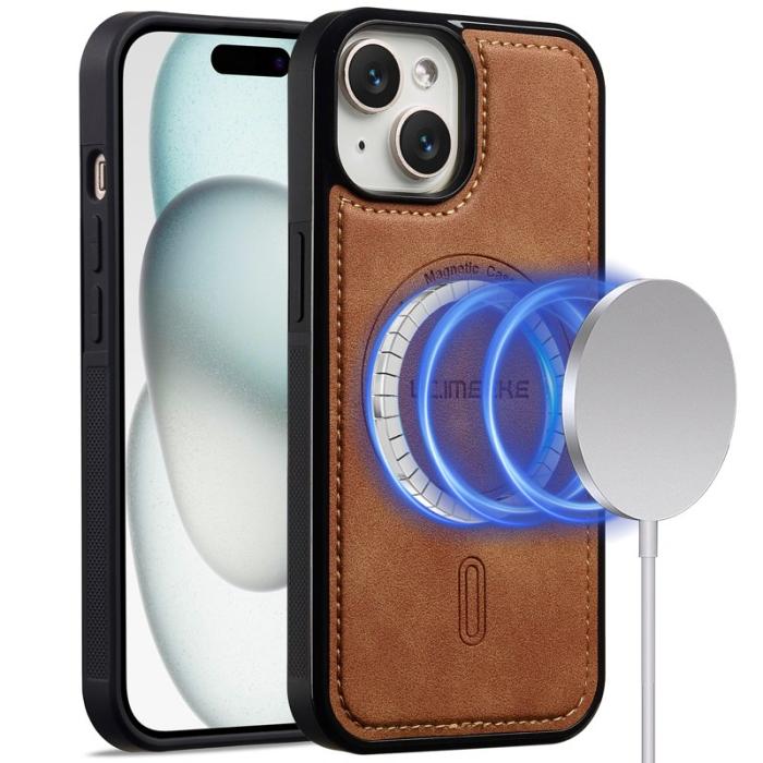 LC.imeeke - LC.IMEEKE L6 iPhone 15 Fodral PU Läder - Brun