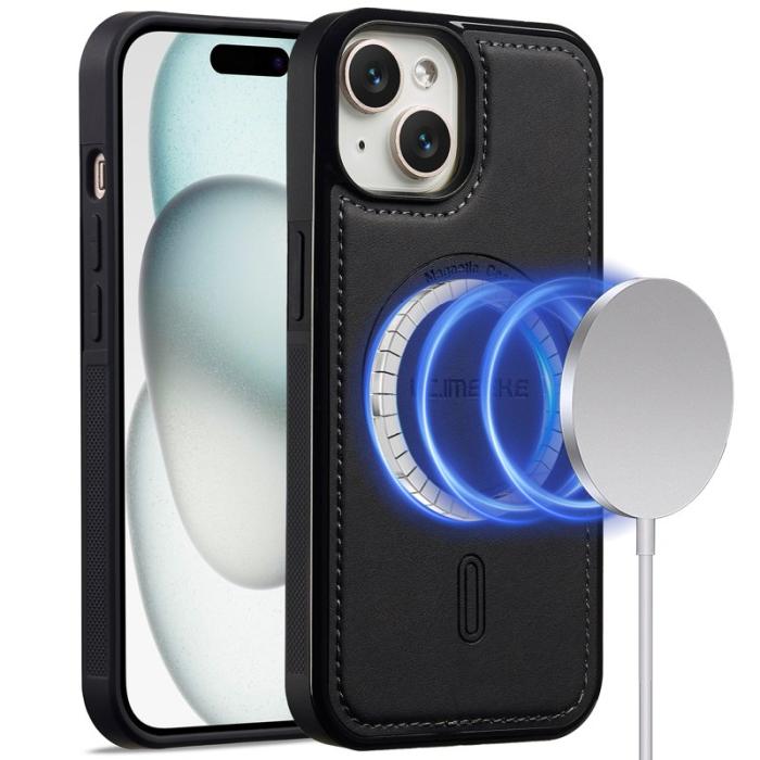 LC.imeeke - LC.IMEEKE L6 iPhone 15 Fodral PU Läder - Svart