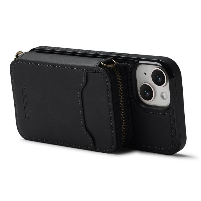 LC.imeeke - LC.IMEEKE L6 iPhone 15 Plus / 14 Plus Fodral - Läder - Svart