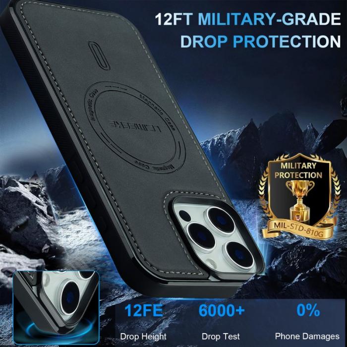 LC.imeeke - LC.IMEEKE L6 iPhone 15 Pro Max Fodral PU Läder - Svart