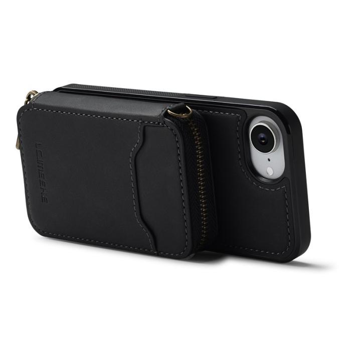 LC.imeeke - LC.IMEEKE L6 iPhone 16 Fodral Magnetiskt - Svart Äkta Läder
