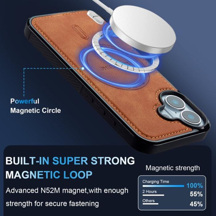 LC.imeeke - LC.IMEEKE L6 iPhone 16 Fodral PU Läder - Brun