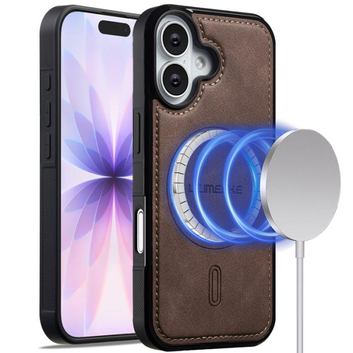 LC.imeeke - LC.IMEEKE L6 iPhone 16 Fodral PU Läder - Kaffe