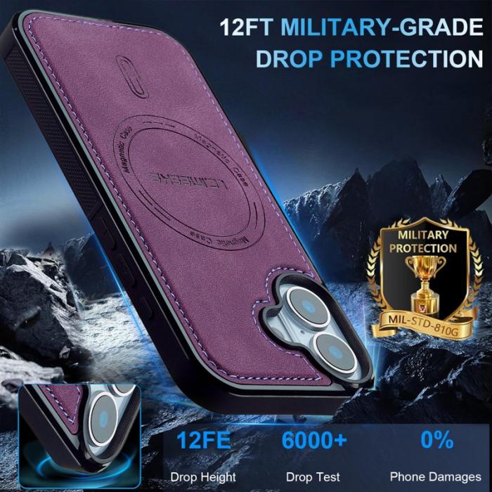 LC.imeeke - LC.IMEEKE L6 iPhone 16 Fodral PU Läder - Lila
