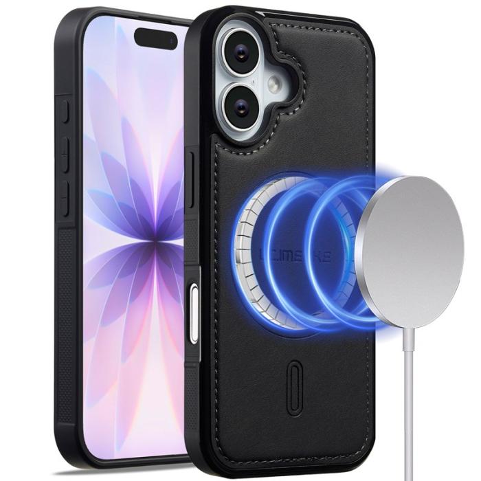 LC.imeeke - LC.IMEEKE L6 iPhone 16 Fodral PU Läder - Svart