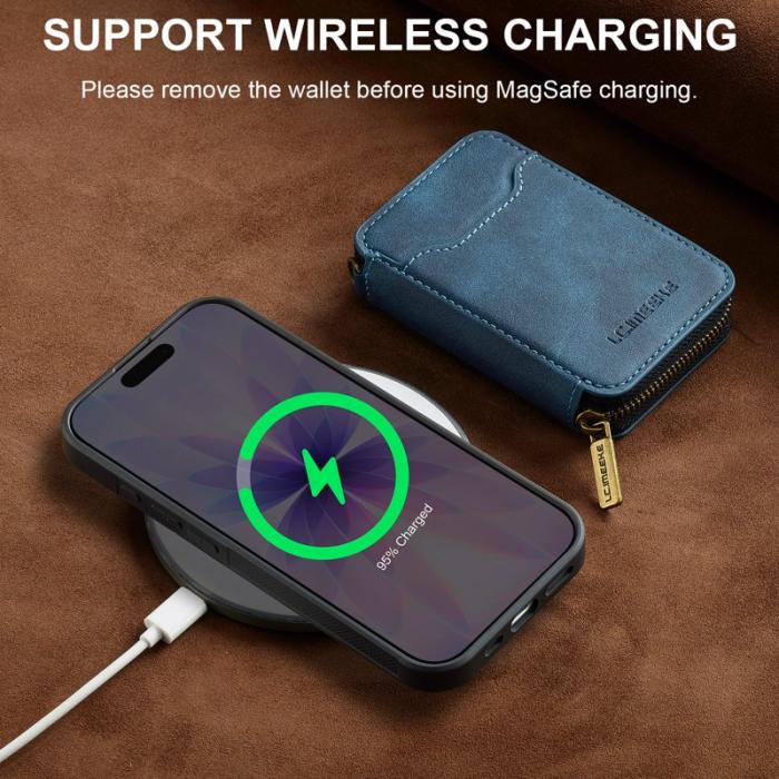 LC.imeeke - LC.IMEEKE L6 iPhone 16 Plus Fodral - Äkta läder - Blå