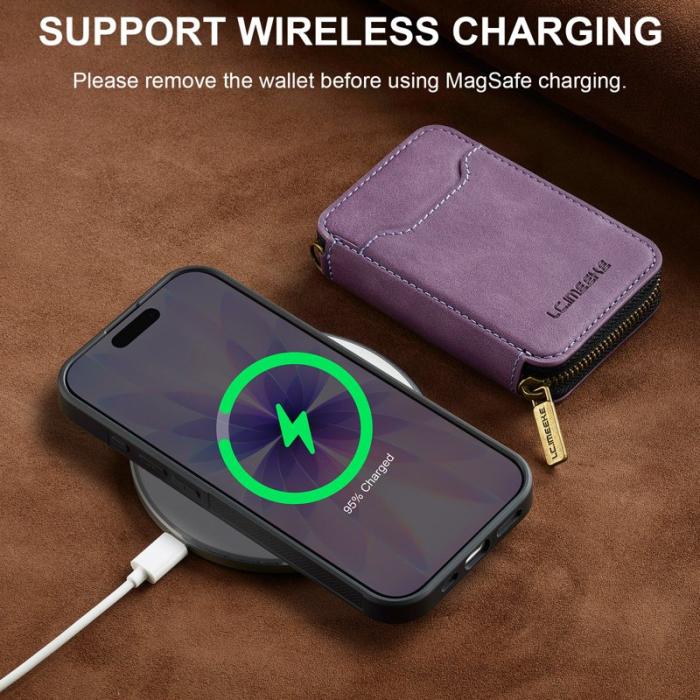 LC.imeeke - LC.IMEEKE L6 iPhone 16 Plus Fodral - Äkta läder - Lila