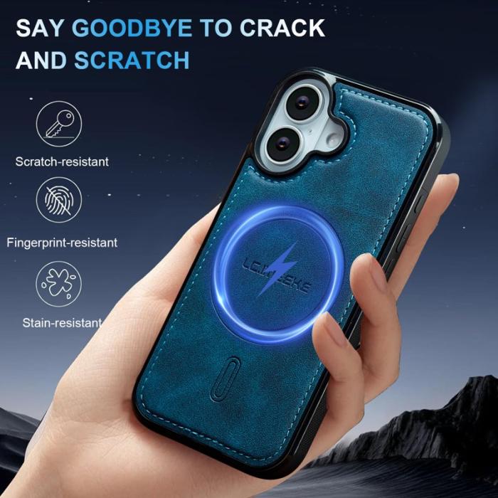 LC.imeeke - LC.IMEEKE L6 iPhone 16 Plus Fodral PU Läder - Blå