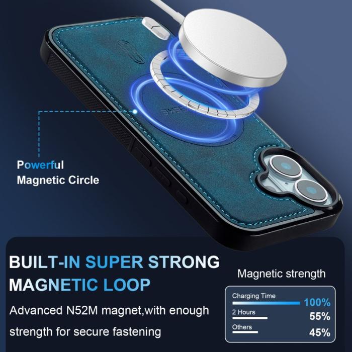 LC.imeeke - LC.IMEEKE L6 iPhone 16 Plus Fodral PU Läder - Blå