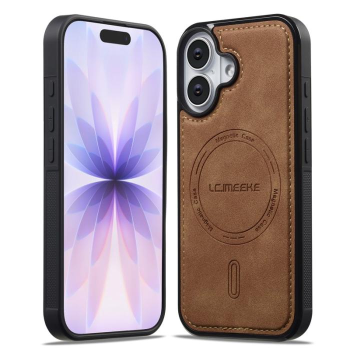 LC.imeeke - LC.IMEEKE L6 iPhone 16 Plus Fodral PU Läder - Brun
