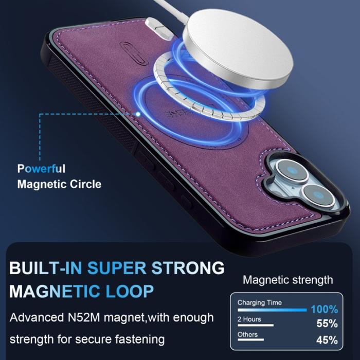 LC.imeeke - LC.IMEEKE L6 iPhone 16 Plus Fodral PU Läder - Lila