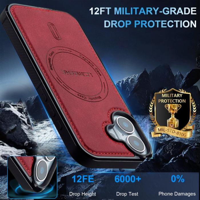 LC.imeeke - LC.IMEEKE L6 iPhone 16 Plus Fodral PU Läder - Röd