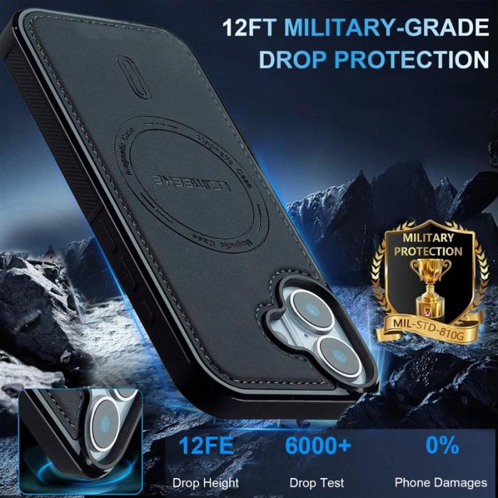 LC.imeeke - LC.IMEEKE L6 iPhone 16 Plus Fodral PU Läder - Svart