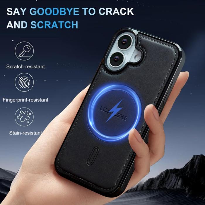 LC.imeeke - LC.IMEEKE L6 iPhone 16 Plus Fodral PU Läder - Svart